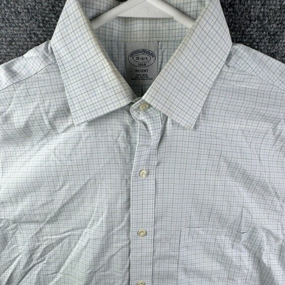Brooks Brothers Long Sleeve Button Up Shirt Blue Check 15 34/35 Regent Non Iron - Picture 1 of 15